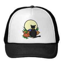 Jack o lantern and Black Cat Trucker Hats