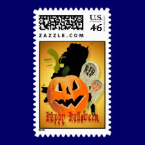 Jack-O-Lantern and Graves Postage postage