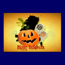 Jack-O-Lantern and Graves Posters posters
