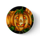 JACK-O-LANTERN by SHARON SHARPE Pinback Buttons
