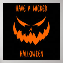Jack-O'-Lantern Face II, Orange Posters