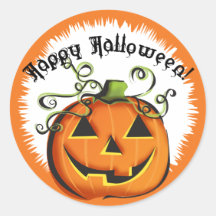 Jack-O-Lantern Gift Label Round Sticker