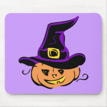Jack O Lantern Pumpkin Witch Hat Mouse Pads