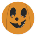 Jack-O-Lantern Silly Face Round Circle Sticker