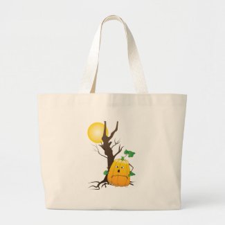 Jack o’lantern with dry tree and a moon bag