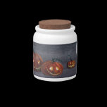 Jack-o-lanterns at Halloween. candy jars