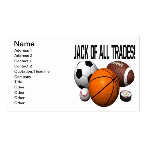 Jack Of All Trades Business Cards (front side)