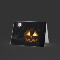 Jack O'Lantern and Moon Halloween Greeting Card by rclord Jack O'Lantern and Moon Halloween Greeting Card