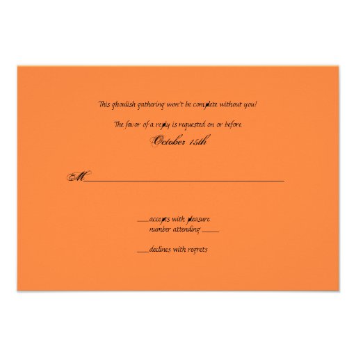 Jack O'Lantern Halloween Wedding Reply Card Personalized Invitation