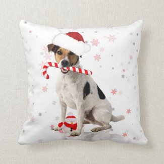 Jack Russel Dog Christmas Holiday Pillow