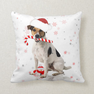 jack russell christmas pillow