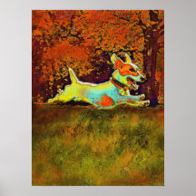 jack russell in autumn woods posters