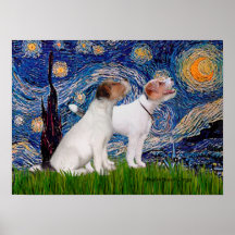 Jack Russell Pair 4 - Starry Night Print