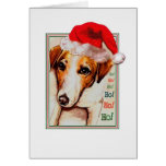 Jack Russell Santa Hat Christmas card cards
