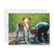 JACK RUSSELL TERRIER AND BOY: ART invitations
