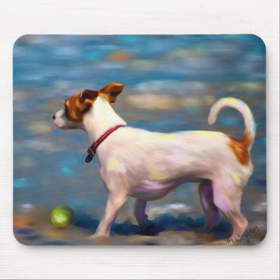 Jack Russell Terrier Dog Art - Jack at the Beach Mouse Pad