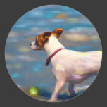 Jack Russell Terrier Dog Art - Jack at the Beach Stickers