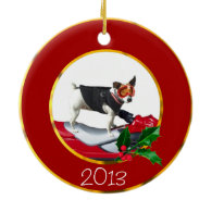 Jack Russell Terrier dog Double-Sided Ceramic Round Christmas Ornament