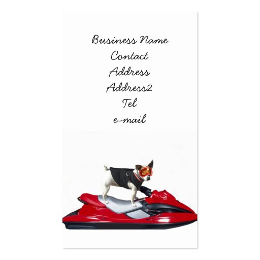 Jack Russell Terrier on jetski business card