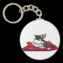Jack Russell Terrier on Jetski keychain keychains