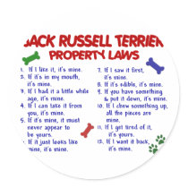 JACK RUSSELL TERRIER Property Laws 2 stickers by poochloverstuff JACK RUSSELL TERRIER Property Laws 2 stickers