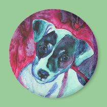 Jack Russell Terrier Pup Round Magnet - "Julep" magnets