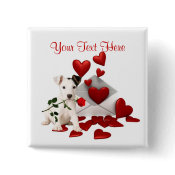 Jack Russell Terrier Red Rose Valentine Design button