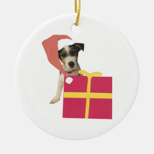 Jack Russell Terrier Santa Hat Ornament