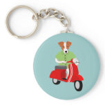Jack Russell Terrier Vespa Scooter Key Chain