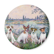 Jack Russells (four) - By the Seine magnets by masterpiecedogs Jack Russells (four) - By the Seine magnets