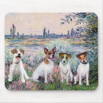 Jack Russells (four) - By the Seine mousepads by masterpiecedogs Jack Russells (four) - By the Seine mousepads