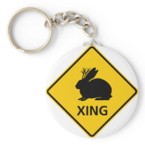 Jackalope Crossing Highway Sign Key Chain