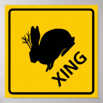 Jackalope Crossing Highway Sign Poster