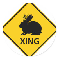 Jackalope Crossing Highway Sign Round Stickers