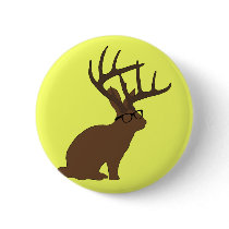 jackalope with glasses button