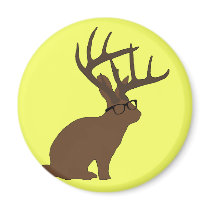jackalope with glasses magnet
