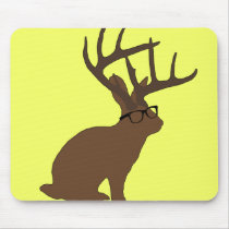 jackalope with glasses mousepad