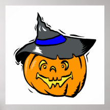 Jackolantern in witches hat posters