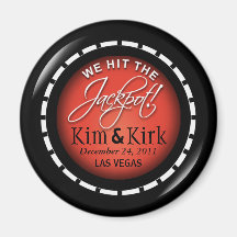 Jackpot! Vegas Newlyweds Casino Chip Magnet Favor