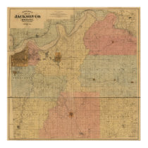 Jackson County, Missouri Antique Map Poster