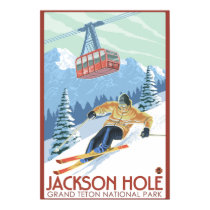 Jackson Hole, Wyoming Skier and Tram posters