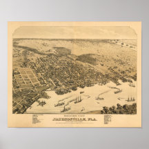 Jacksonville FL Panoramic Map DIGITALLY REMASTERED Print
