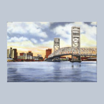 Jacksonville Florida Skyline and Main St Bridge canvas prints