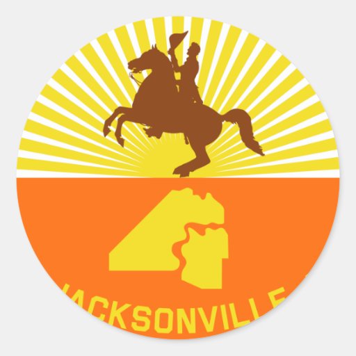 Jacksonville, Florida, United States flag Classic Round Sticker Zazzle