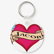 Jacob - Custom Heart Tattoo T-shirts & Gifts keychains