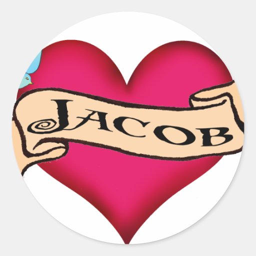 Jacob Custom Heart Tattoo Tshirts & Gifts Classic Round Sticker Zazzle