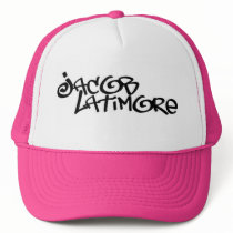 Jacob Latimore Signature Logo Pink Trucker Hat by tishtaylor Jacob Latimore Signature Logo Pink Trucker Hat