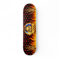 Jacob skull real fire and flames skateboard design