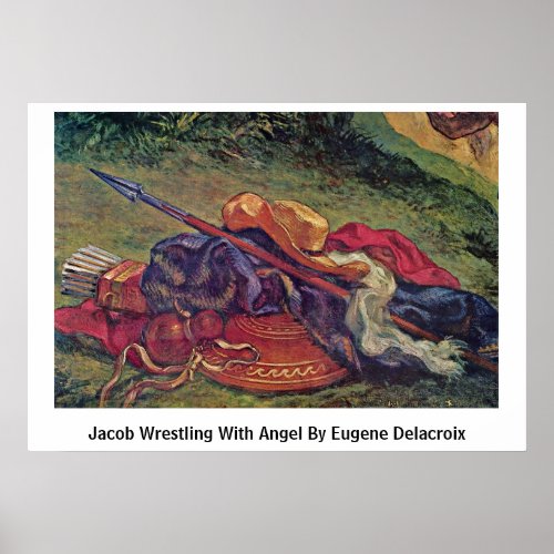 Jacob Wrestling With Angel By Eugene Delacroix Poster