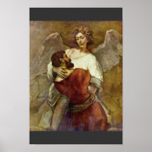 Jacob Wrestling With The Angel By Rembrandt Print